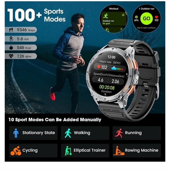 Smart Watch with Black and Silver Design - Picture 2 of 7